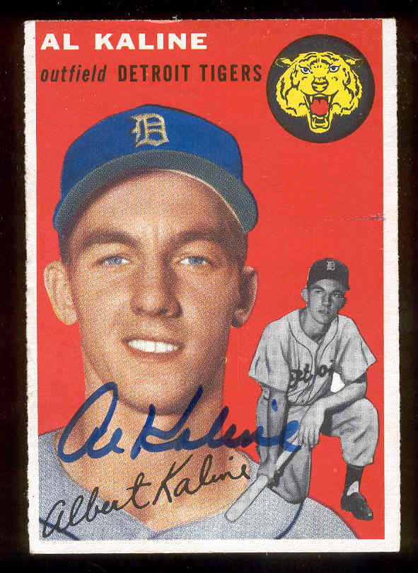 1954 Topps #201 Al Kaline ROOKIE [#] AUTOGRAPHED (Tigers) Baseball cards value