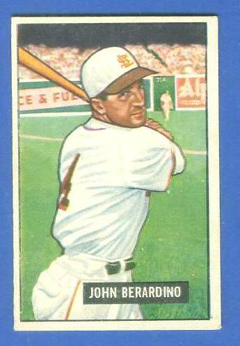 1951 Bowman #245 John Berardino ROOKIE [#] (St. Louis Browns) Baseball cards value