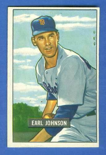 1951 Bowman #321 Earl Johnson SCARCE HIGH# (Tigers) Baseball cards value