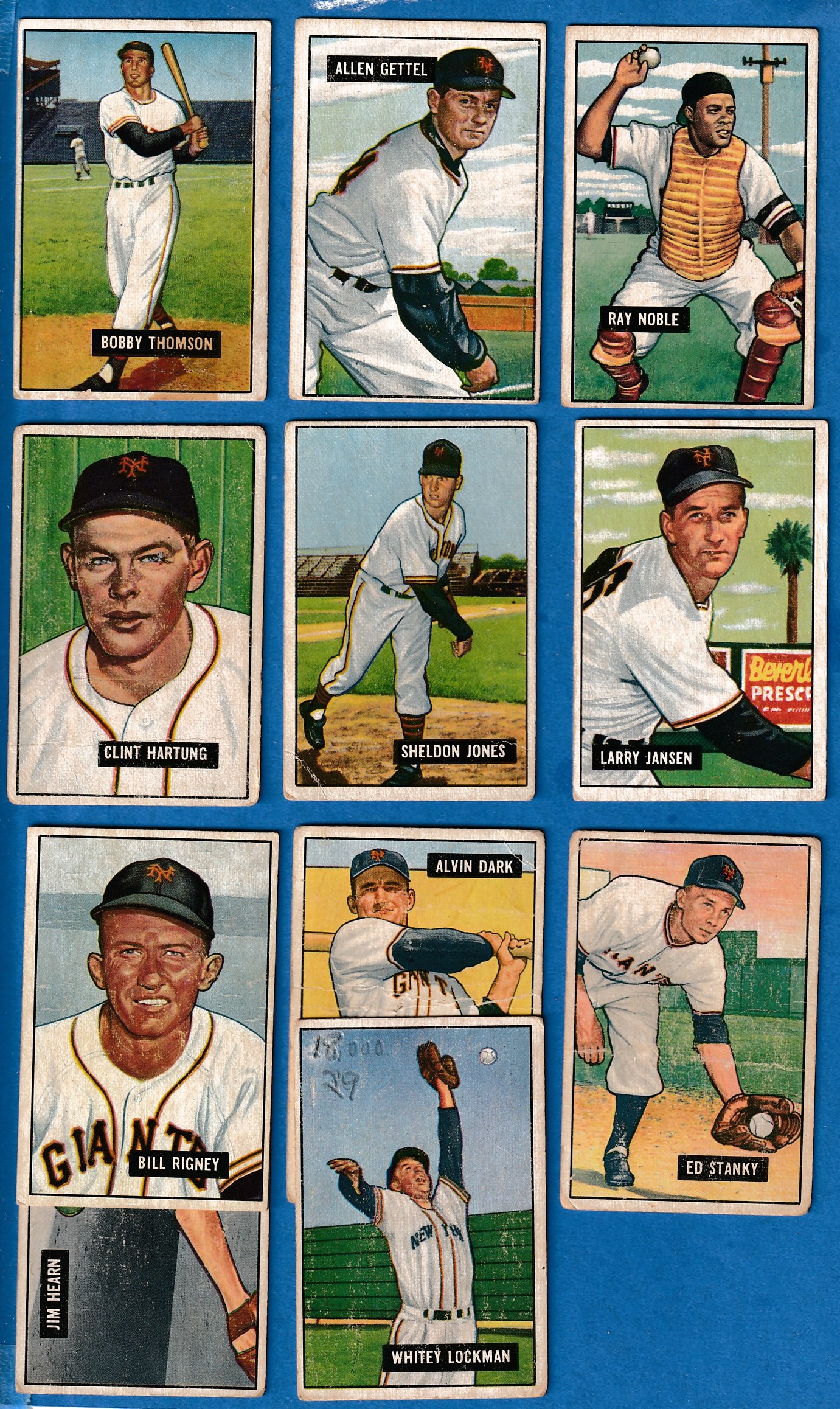1951 Bowman  - GIANTS - Starter Team Set (12 different) Baseball cards value