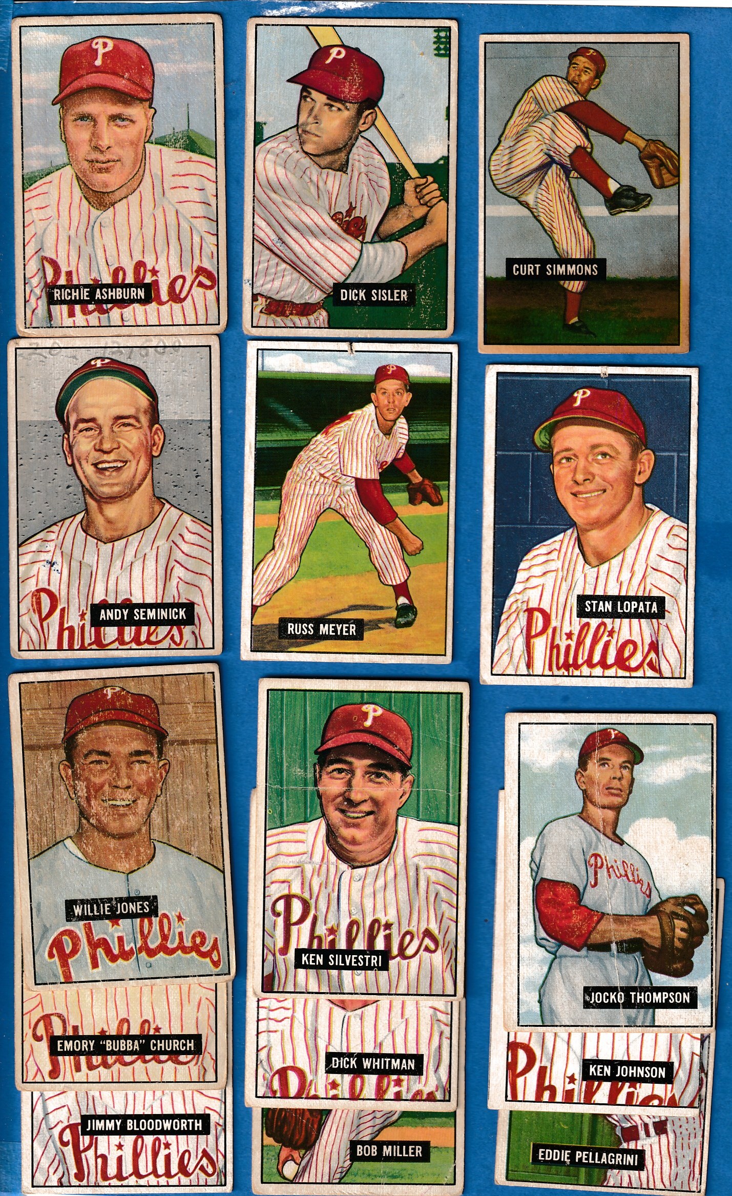 1951 Bowman  - PHILLIES - Starter Team Set (16 different) Baseball cards value