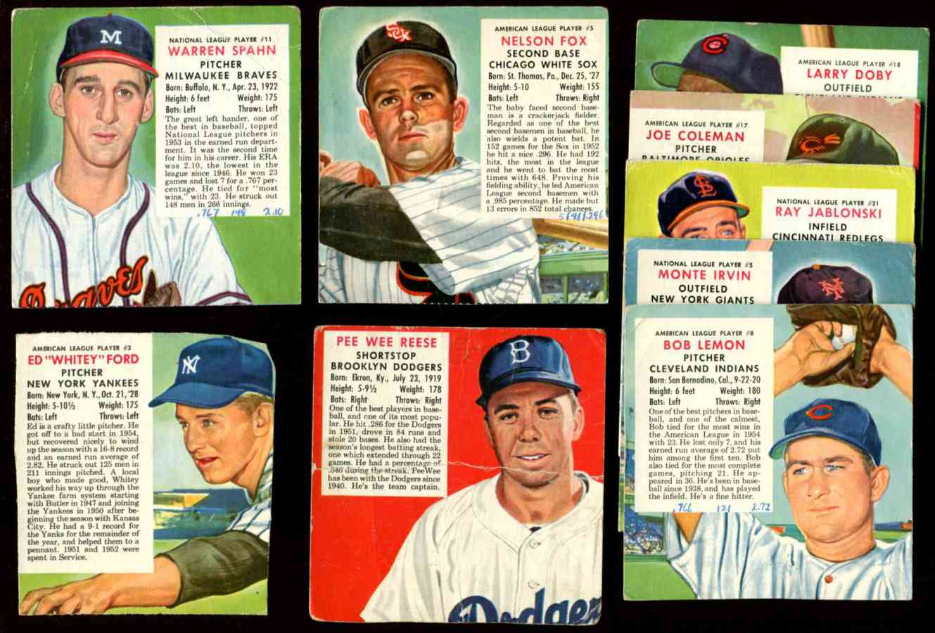  1952-1955 Red Man # - Lot of (9) diff. w/(7) HALL-of-FAMERS Baseball cards value
