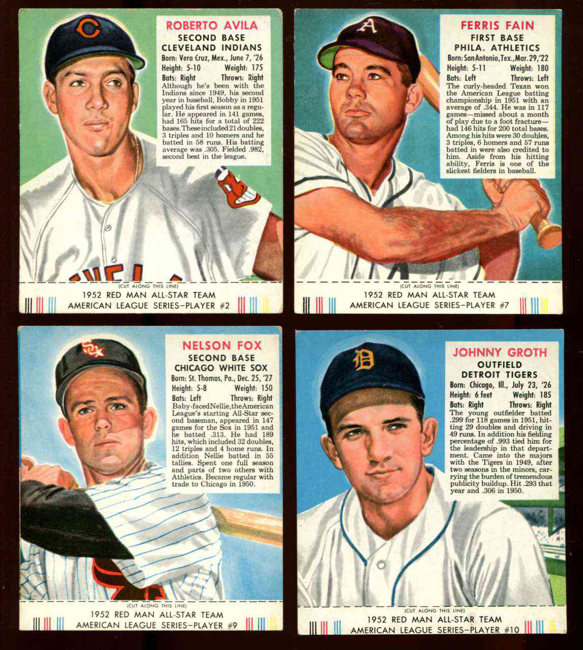 1952 Red Man w/TAB #AL.9 Nellie Fox [#x] (White Sox) Baseball cards value
