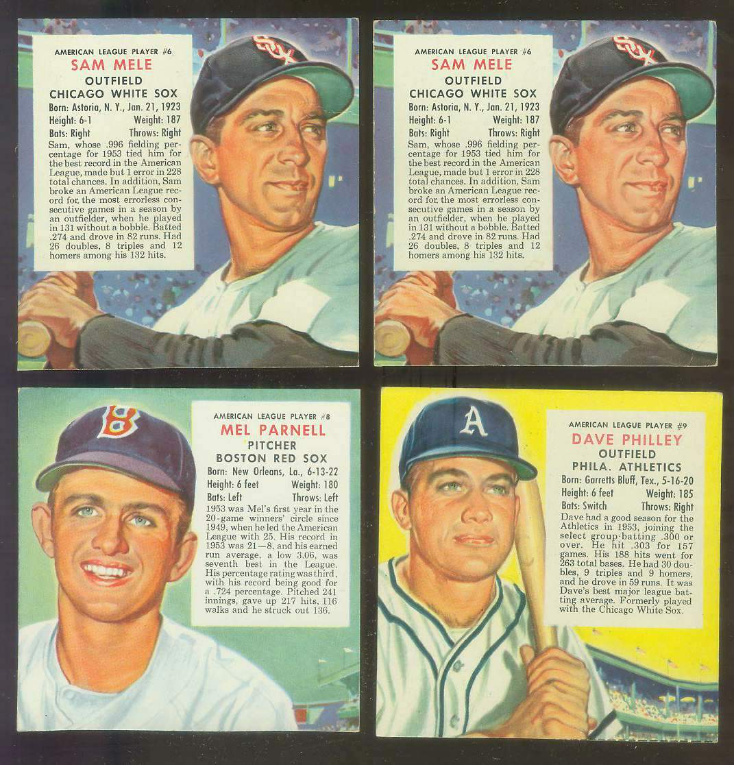 1954 Red Man #AL.6B Sam Mele SCARCE VARIATION [VAR:White Sox] Baseball cards value