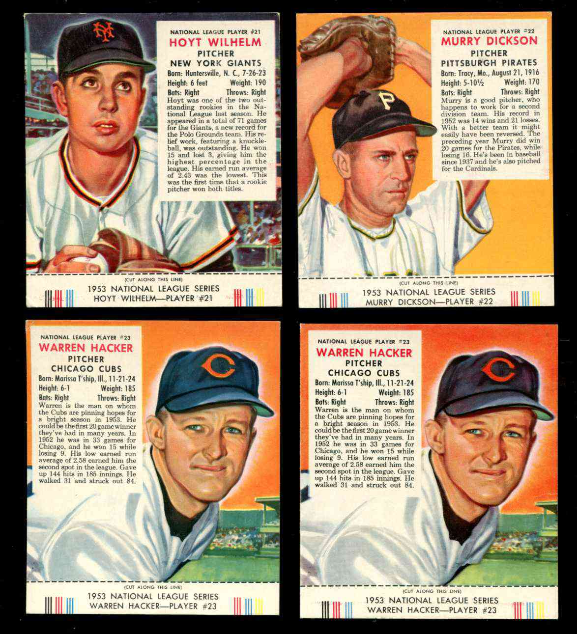 1953 Red Man w/TAB #NL23 Warren Hacker (Cubs) Baseball cards value