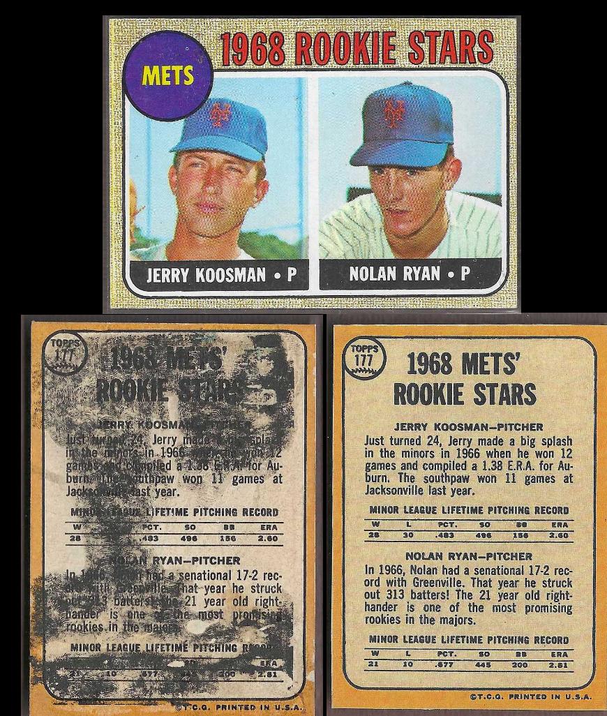 1968 Topps #177 Nolan Ryan ROOKIE [back damage] (Mets,HOF) Baseball cards value