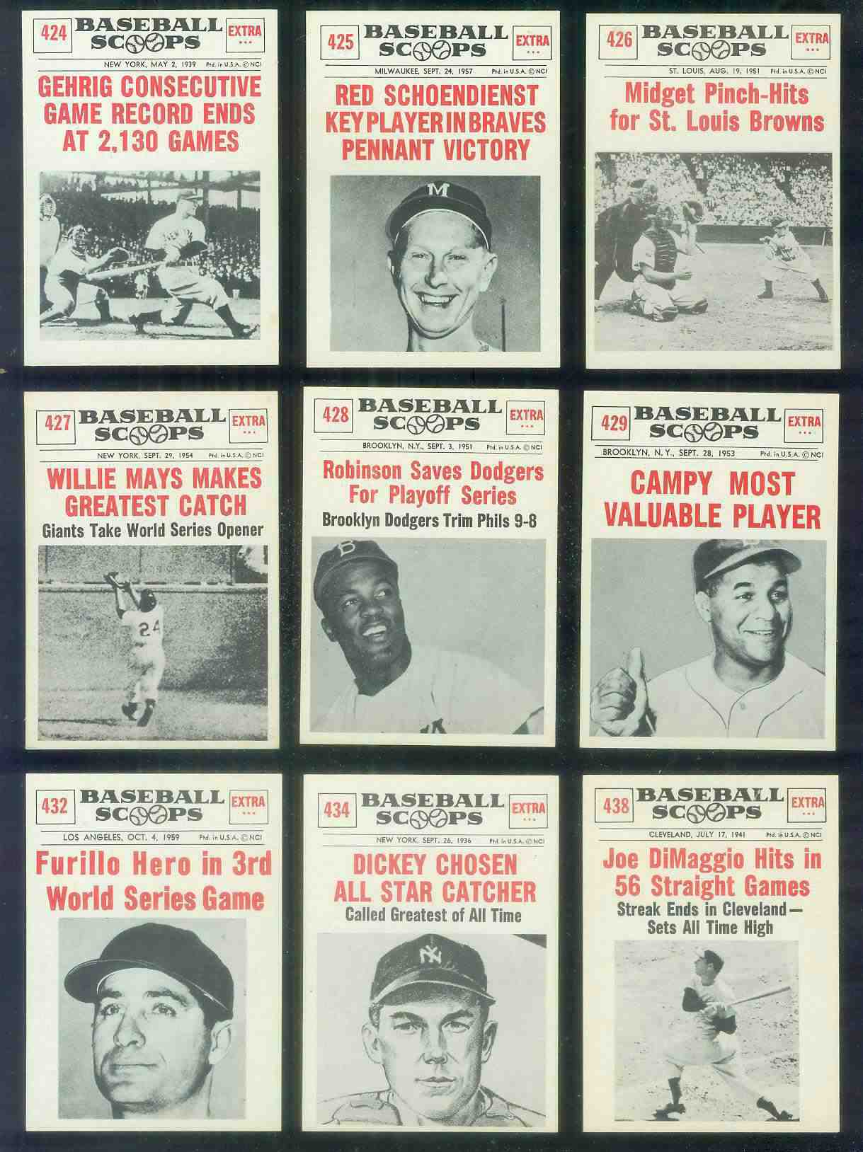 1961 Nu-Card Scoops #438 Joe DiMaggio 'Hits in 56 Straight Games' (Yankees) Baseball cards value