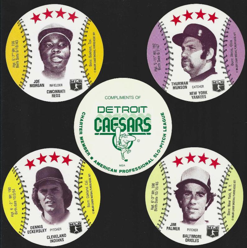  1977 Detroit Caesar's MSA Discs - Lot of (4) SUPER STARS !!! Baseball cards value