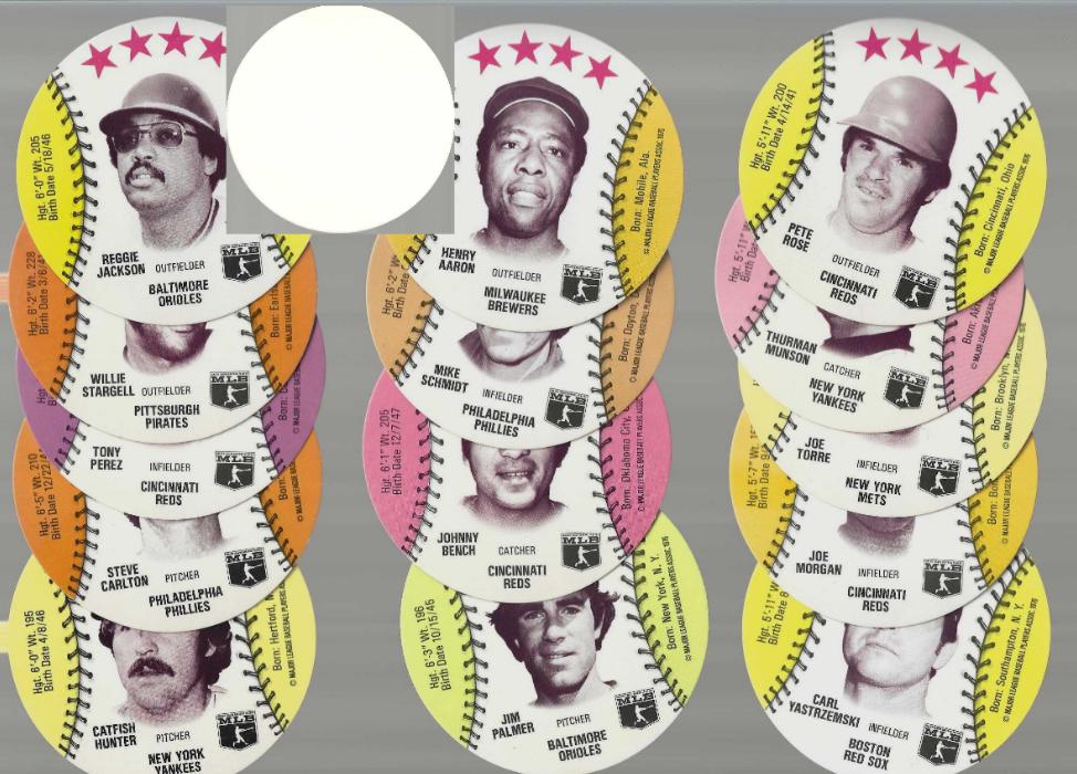  1976 Blank-Back MSA Discs - Starter Set/Lot of (28) w/(12) HALL-OF-FAMERS Baseball cards value