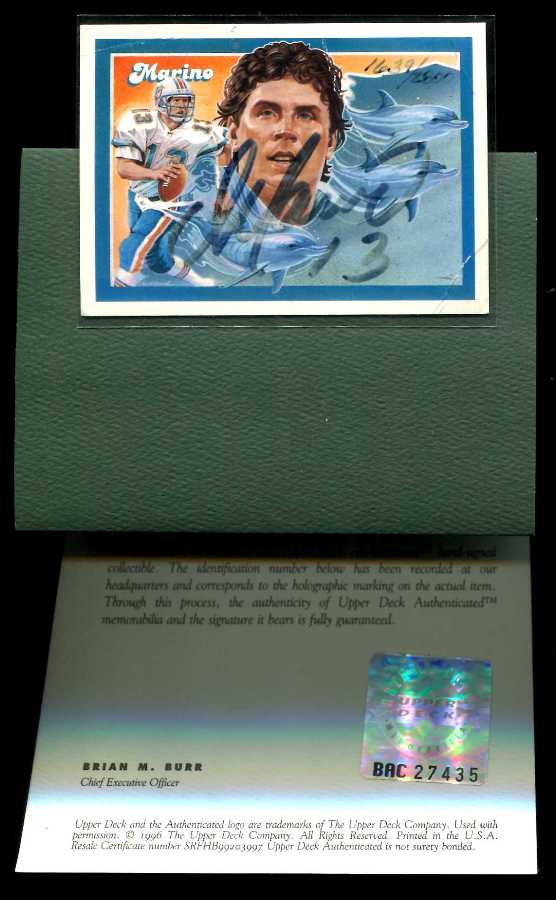 Dan Marino - UDA AUTOGRAPHED - 1992 Upper Deck Heroes w/COA (Dolphins) Baseball cards value