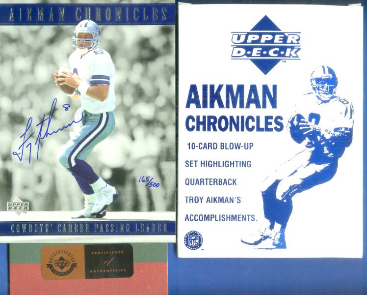 Troy Aikman - UDA Autographed 'Aikman Chronicles' 5x7 Jumbo set (10 cards) Baseball cards value