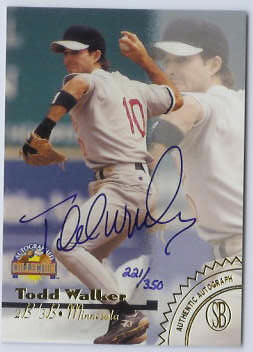  Todd Walker - 1996 Scoreboard GOLD [#/350] Autographed Coll. AUTOGRAPH Baseball cards value