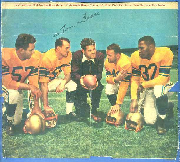  Tom Fears - Autographed Photo (8x7) from a 1952 Sports magazine (Rams) Baseball cards value