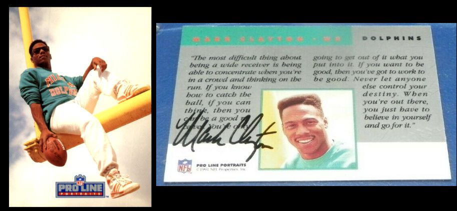  Mark Clayton - 1991 Pro Line Portraits AUTHENTIC AUTOGRAPH (Dolphins) Baseball cards value
