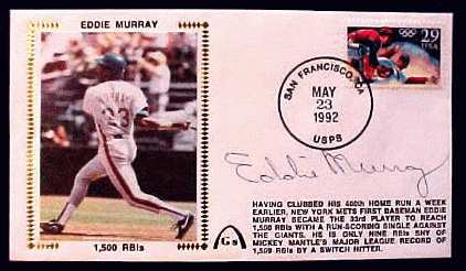  Eddie Murray - 1992 AUTOGRAPHED Gateway Cachet '1,500 RBIS' (Mets) Baseball cards value