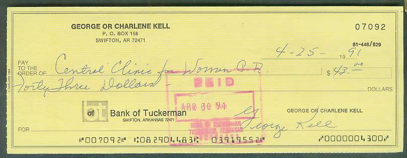  George Kell - Autographed official Bank Check (deceased) (from 1991) Baseball cards value