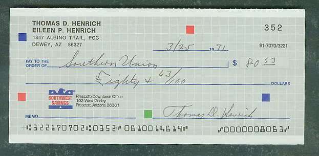  Tommy Henrich - Autographed official Bank Check(deceased,Yankees)(1988-91) Baseball cards value