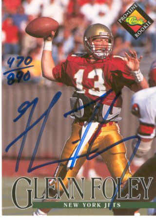  Glenn Foley - 1994 Pro Line Live AUTOGRAPH (Jets) Baseball cards value