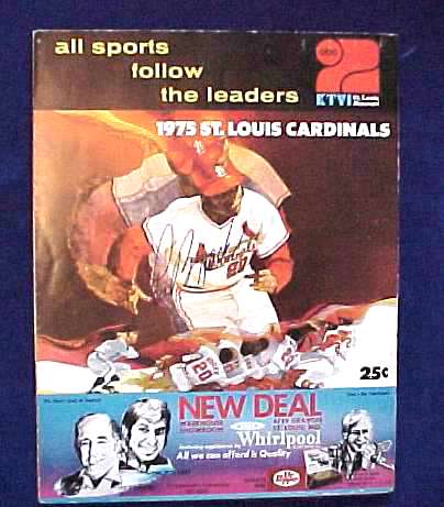  Lou Brock - AUTOGRAPHED 1975 Cardinals Line-Up card (deceased,HOF) Baseball cards value