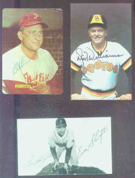  Enos Slaughter - AUTOGRAPHED Postcard (Phila. A's) Baseball cards value