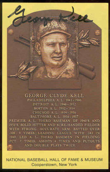  George Kell - AUTOGRAPHED (LOA) Hall-of-Fame Gold Plaque Postcard (Tigers) Baseball cards value