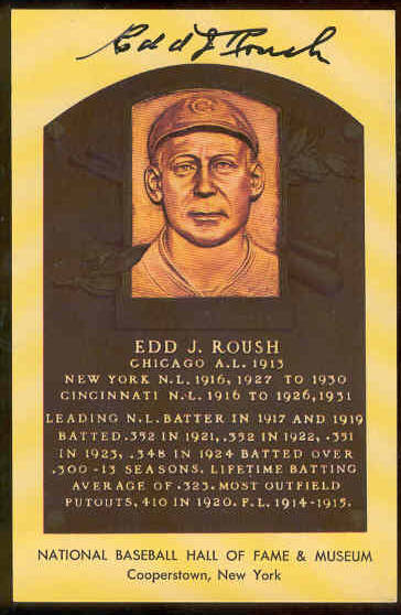  Edd Roush - AUTOGRAPHED (LOA) Hall-of-Fame Gold Plaque Postcard (White Sox Baseball cards value