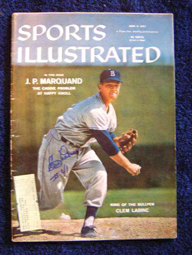  Clem Labine - AUTOGRAPHED 1957 Sports Illustrated (Brooklyn Dodgers) Baseball cards value