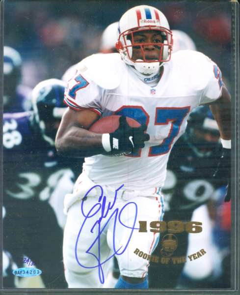  Eddie George - UDA AUTOGRAPHED '1996 ROOKIE OF THE YEAR' Color 8x10 w/COA Baseball cards value