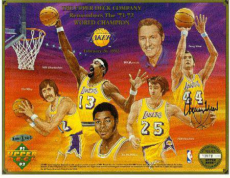  Jerry West - UDA AUTOGRAPHED 1971-72 Lakers Champs 8-1/2x11 with COA ! Baseball cards value