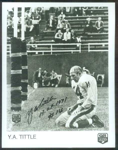  Y.A. Tittle - Autographed 8x10 B&W 'Famous Bloody Photo' Baseball cards value
