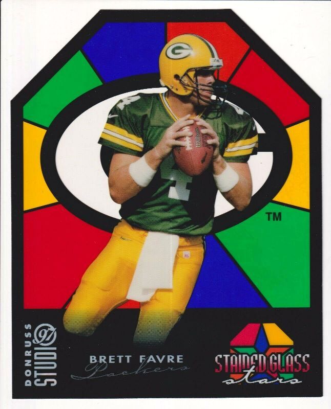 Brett Favre - 1997 Studio Stained Glass Stars #9 GIANT 8x10 (Packers) Baseball cards value
