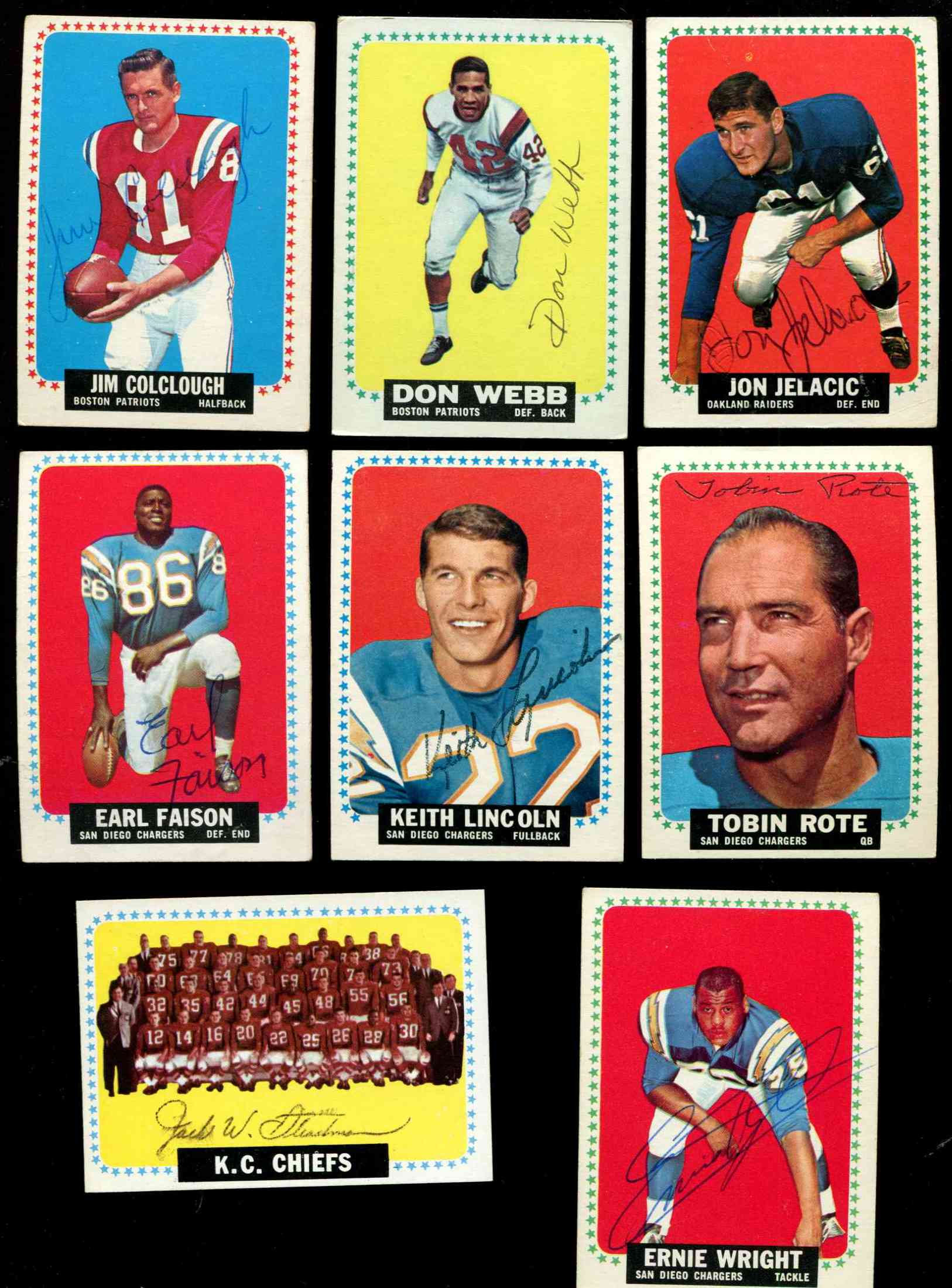1964 Topps FB #110 K.C. Chiefs TEAM card w/Jack Steadman AUTOGRAPH w/LOA[#] Football cards value