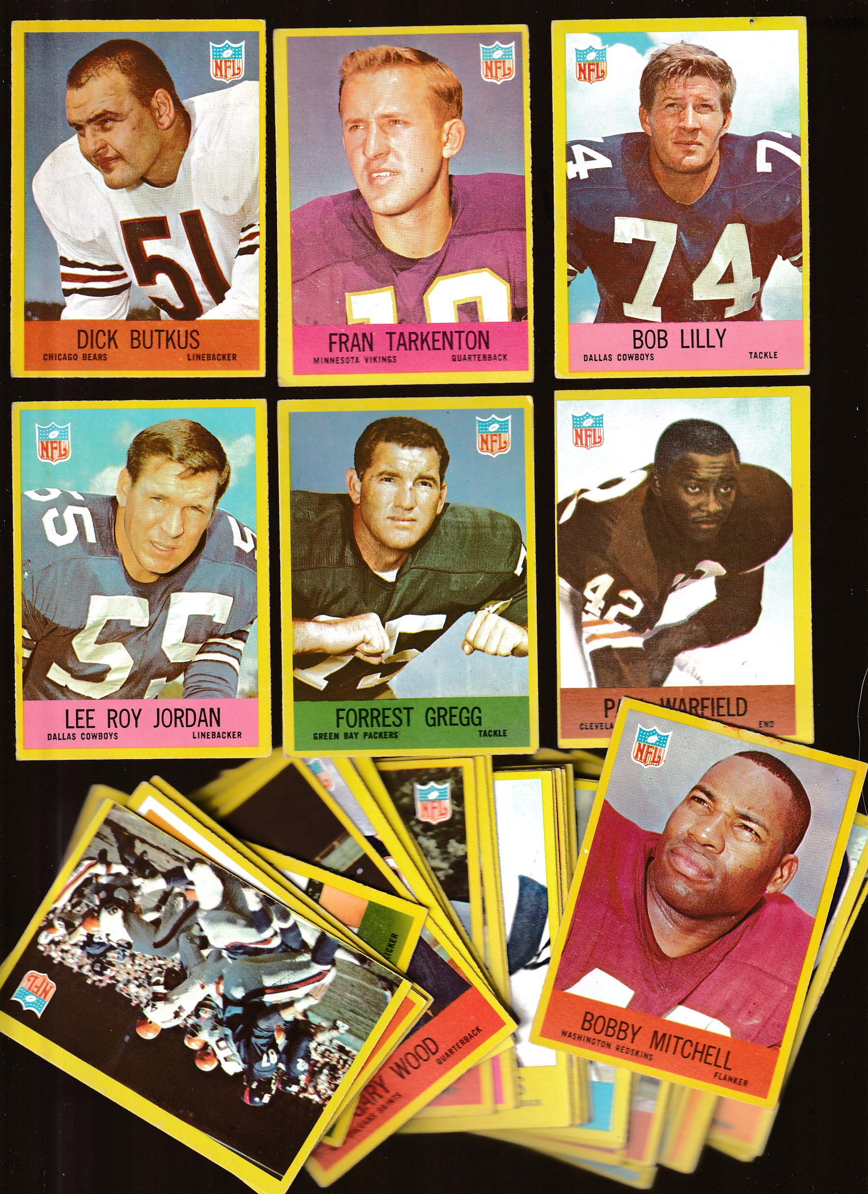 1967 Philadelphia FB  - Lot (49) different w/Butkus($75) Football cards value