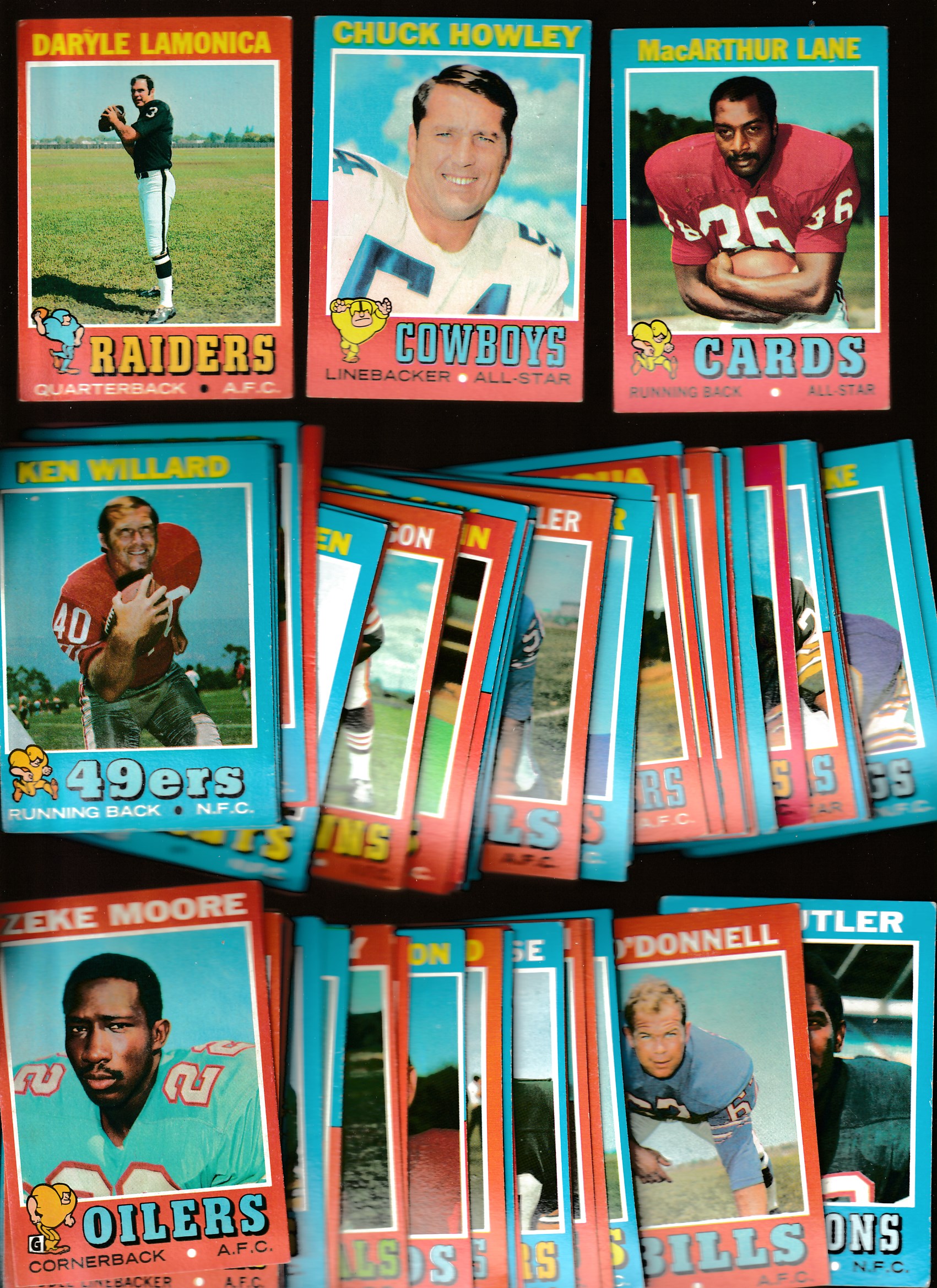1971 Topps  Football - Lot of (73) different Football cards value