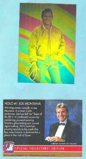 Joe Montana - 1991 Arena Hologram #1 - Lot of (10) Baseball cards value