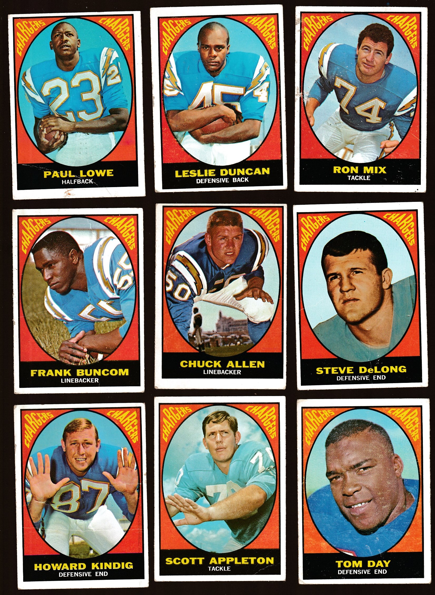 1967 Topps FB  - SAN DIEGO CHARGERS Near Complete Team Set/Lot (13/15) Football cards value