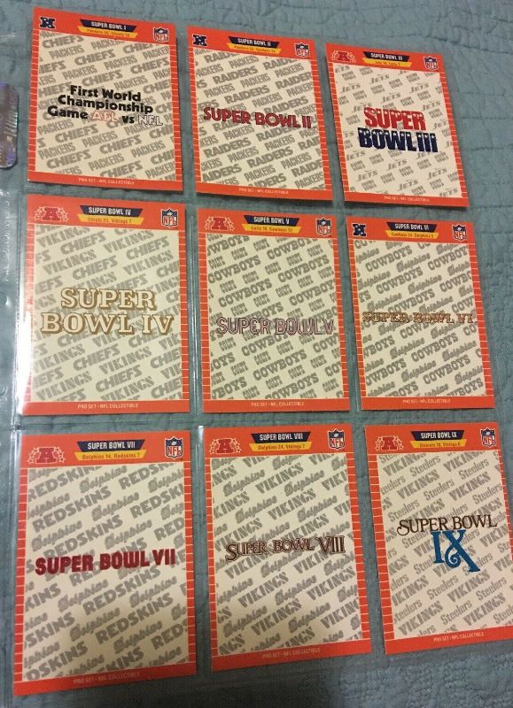 1990 Pro Set SUPER BOWL XXIV Football - COMPLETE ORANGE Set (24 cards) Baseball cards value