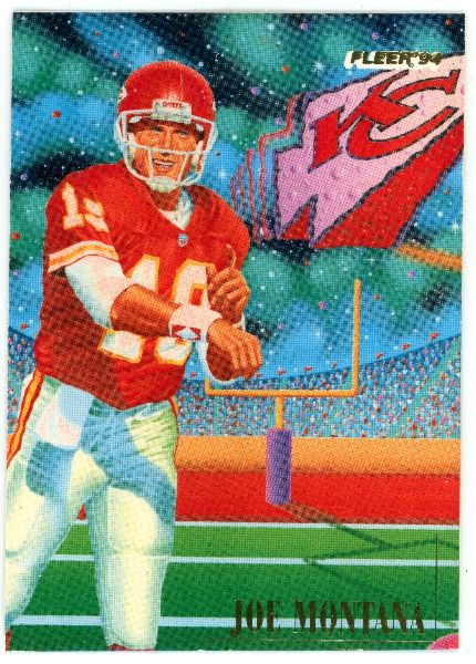 Joe Montana -   1994 Fleer Pro-Vision #7 'Joe Cool' JUMBO 3.5x5.5 (Chiefs) Baseball cards value