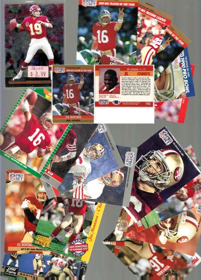 Joe Montana -  1989-1993 Pro Set - Lot of (17) different Baseball cards value