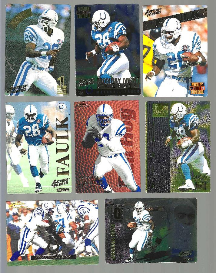  Marshall Faulk - Action Packed (1994-1996) - Lot of (8) different ! Baseball cards value