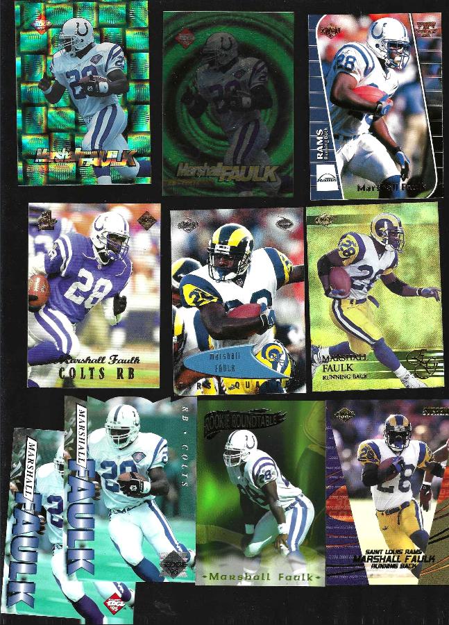  Marshall Faulk - COLLECTOR's EDGE - Lot of (10) w/(5) inserts/parallels ! Baseball cards value