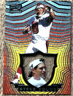 Steve Young - 1997 Pacific Invincible #135 PLATINUM BLUE (49ers,HOF) Baseball cards value