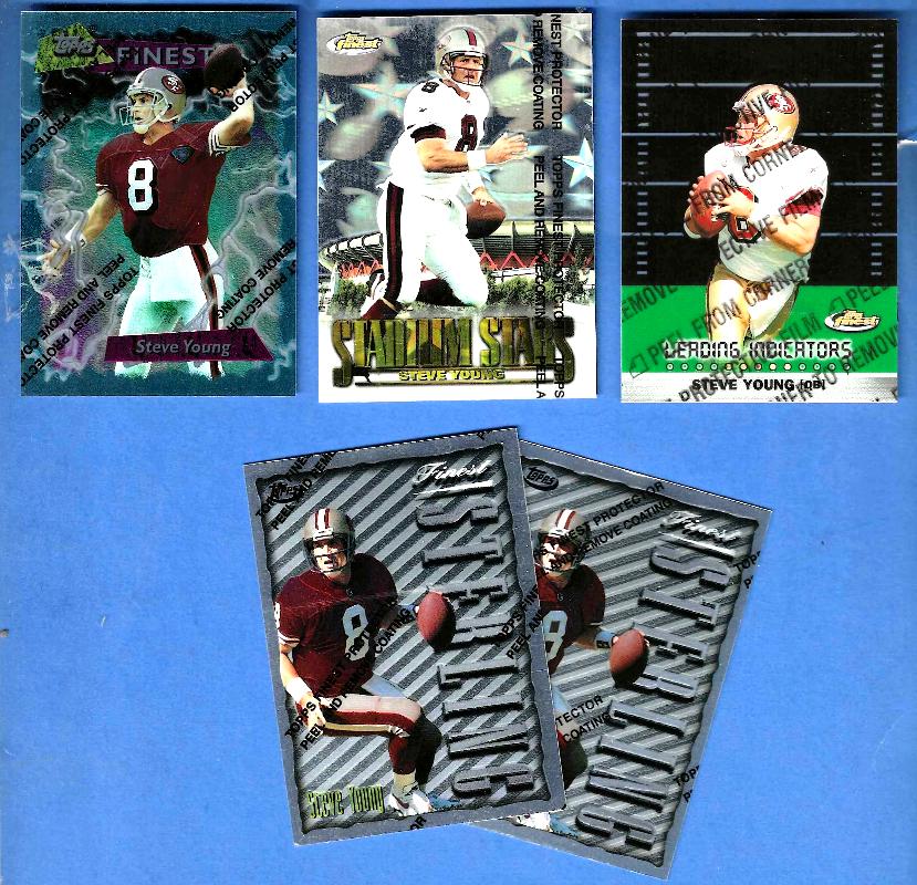 Steve Young - 1995-1999 Topps FINEST - Lot of (5) w/Inserts & Silvers Baseball cards value