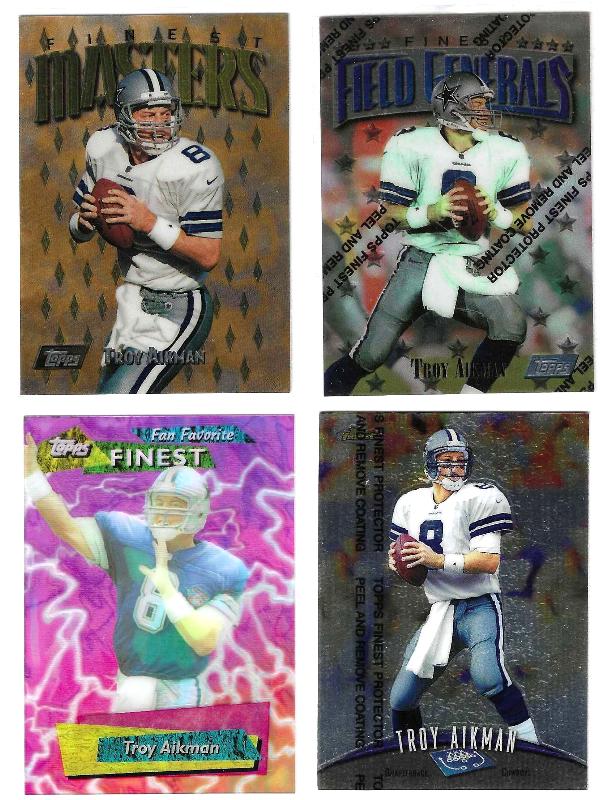Troy Aikman -  1995-1997 Topps FINEST - Lot of (4) with RARE GOLD Baseball cards value