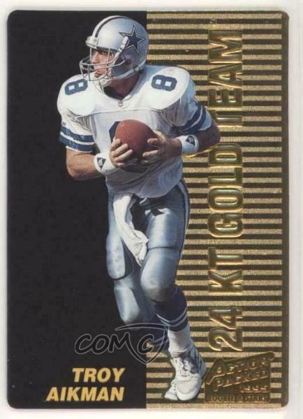 Troy Aikman - 1995 Action Packed Rookies/Stars 24KT GOLD TEAM #7 (Cowboys) Baseball cards value