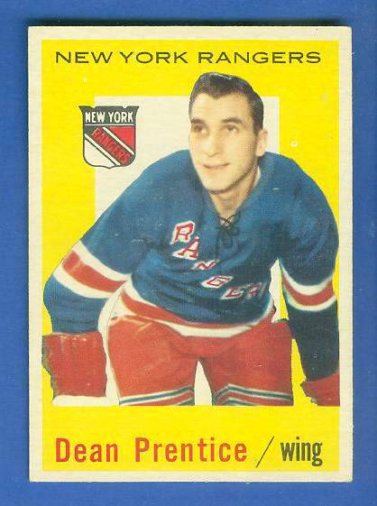 1959-60 Topps Hockey #17 Dean Prentice (Rangers) Baseball cards value