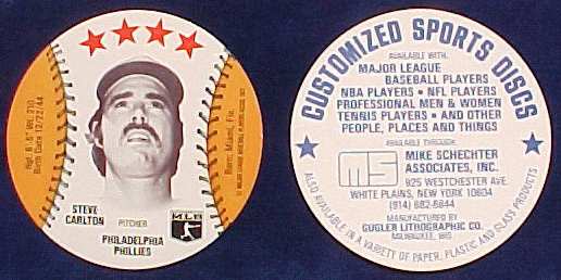 Steve Carlton - 1977 Customized MSA Disc (Phillies) Baseball cards value