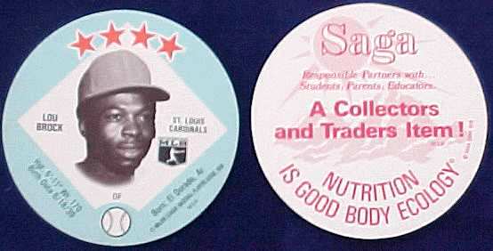 Lou Brock - 1978 Saga MSA Disc (Cardinals) Baseball cards value