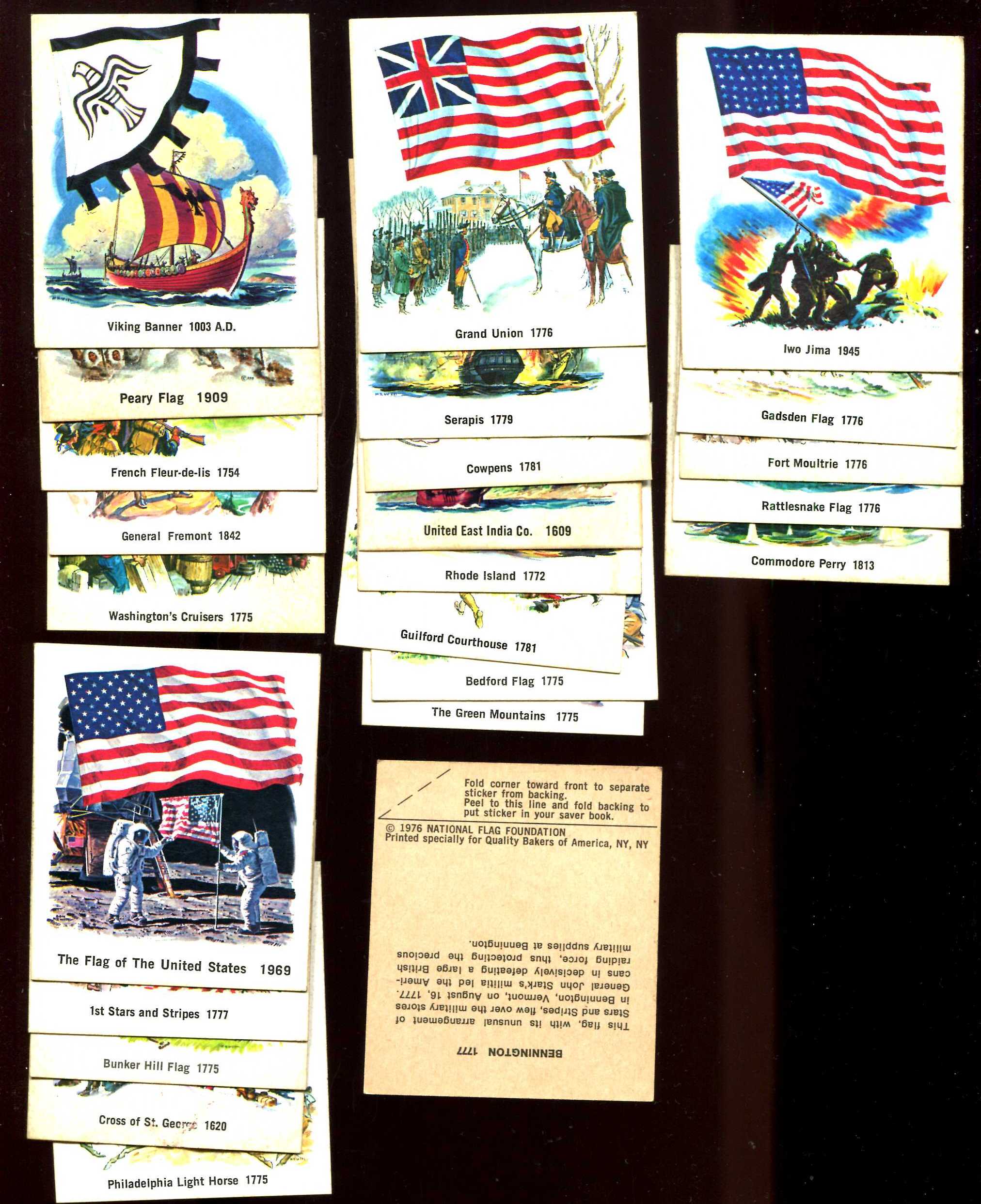 1976 National Flag Foundation STICKERS - Near Set Lot of (24) different n cards value