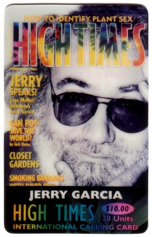 1994 JERRY GARCIA - $10 Phone Card - High Times Feb. '89 cover image n cards value